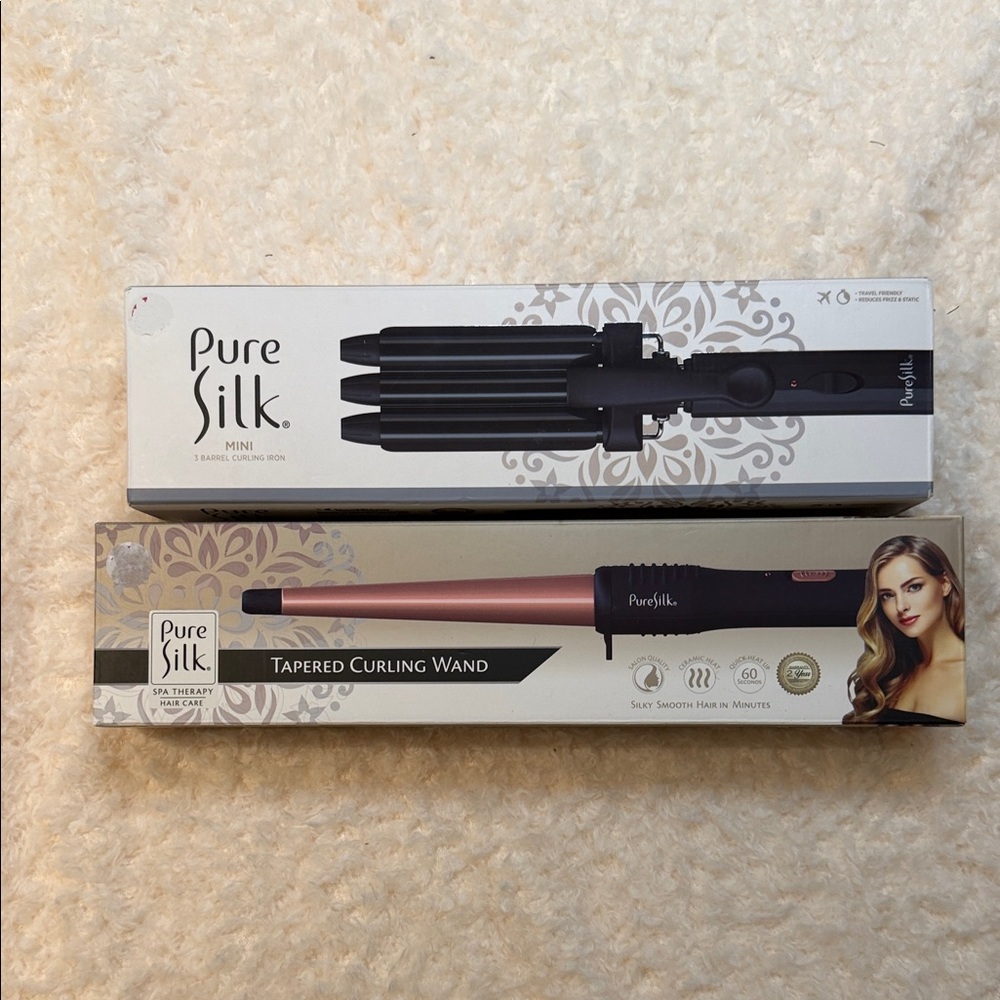 Pure Silk Tapered Curling Wand & Mini 3 Barrel Curling Iron